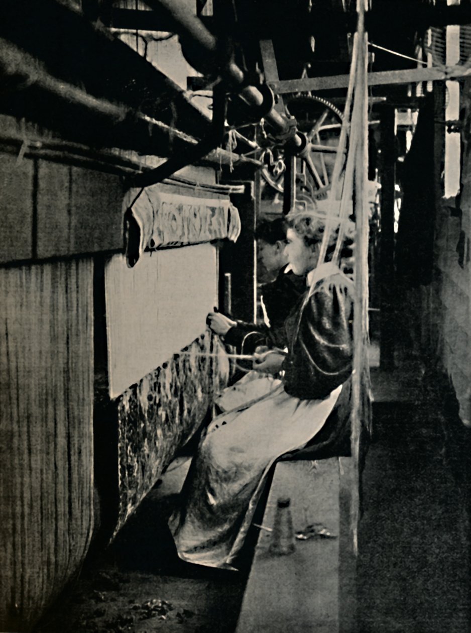 Hammersmith-Teppichweberei in den Merton Abbey Works von Unbekannt