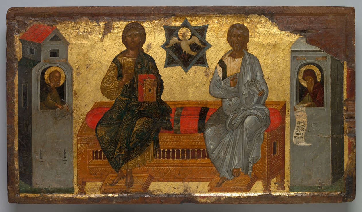 Ikone der Dreifaltigkeit des Neuen Testaments, um 1450 von Unbekannt