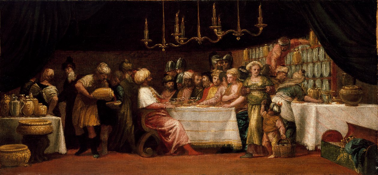 Judith wird von Holofernes bewirtet, 16. Jahrhundert von Unbekannt