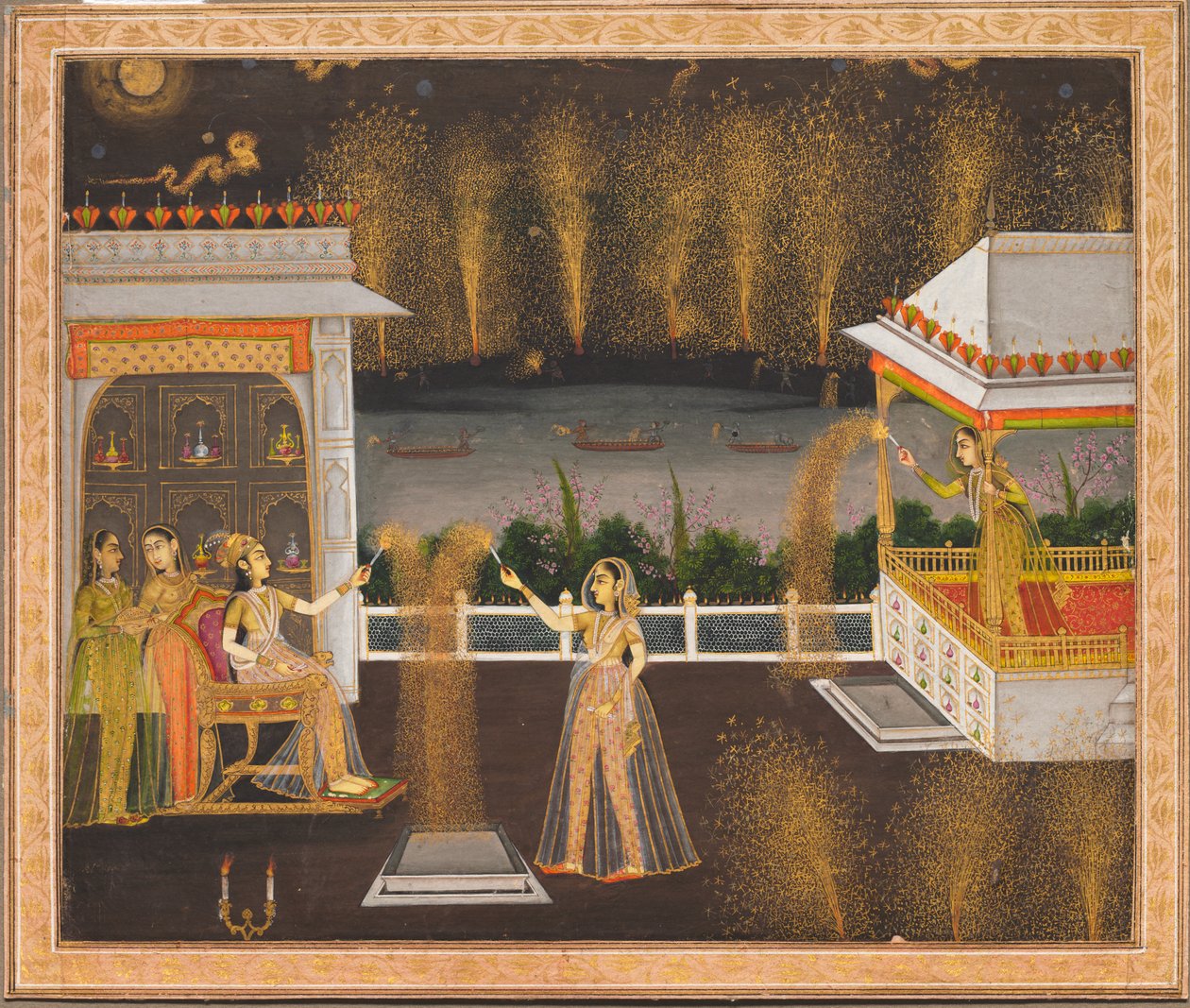Damen feiern Diwali, ca. 1760 von Unbekannt