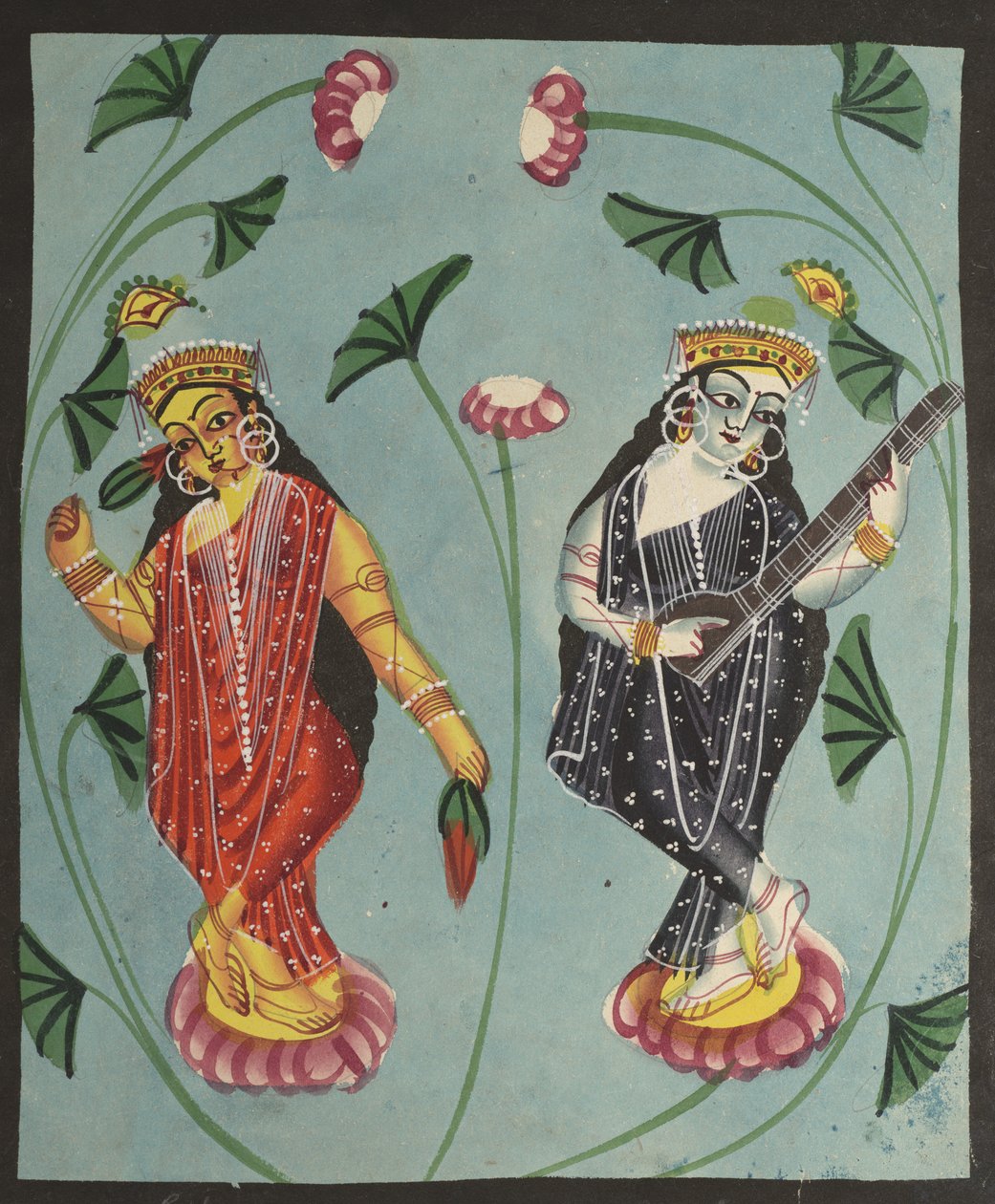 Lakshmi und Sarasvati, 19. Jahrhundert von Unbekannt