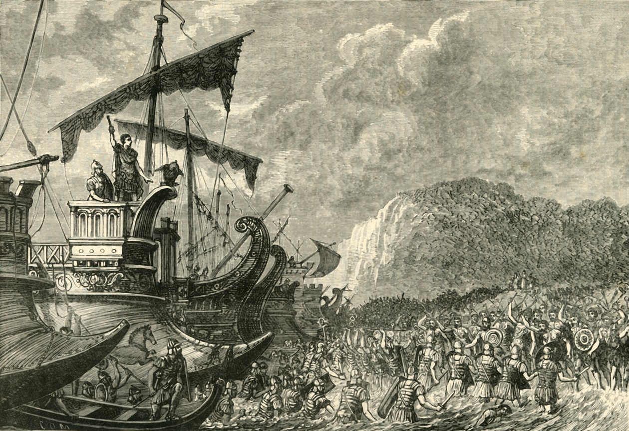 Landung von Julius Caesar in Britannien, 1890 von Unbekannt