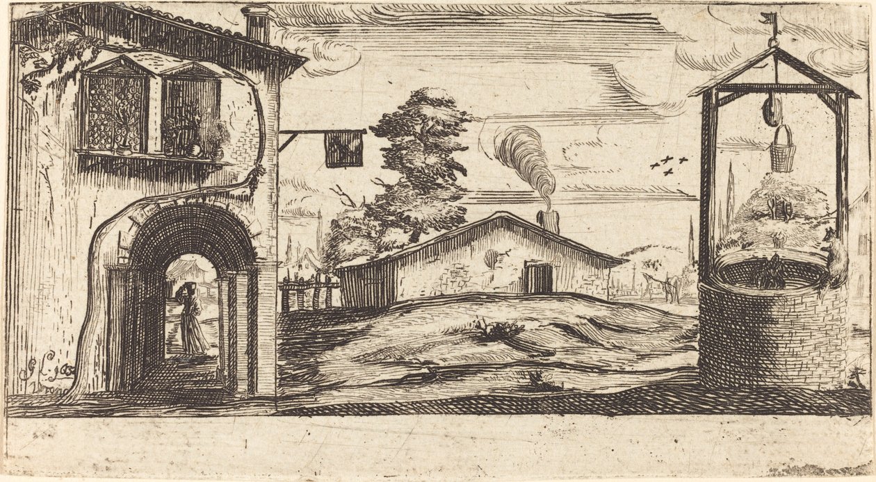 Landschaft mit einem Brunnen von Unbekannt