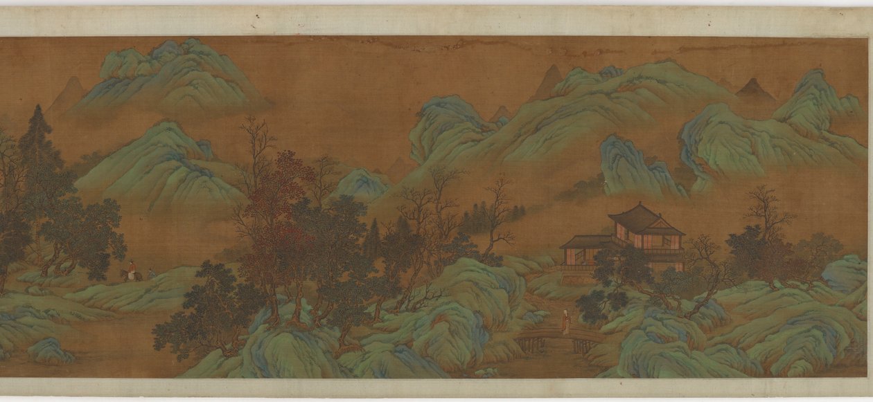 Landschaft mit Gebäuden und Reisenden, 17. Jahrhundert von Unbekannt
