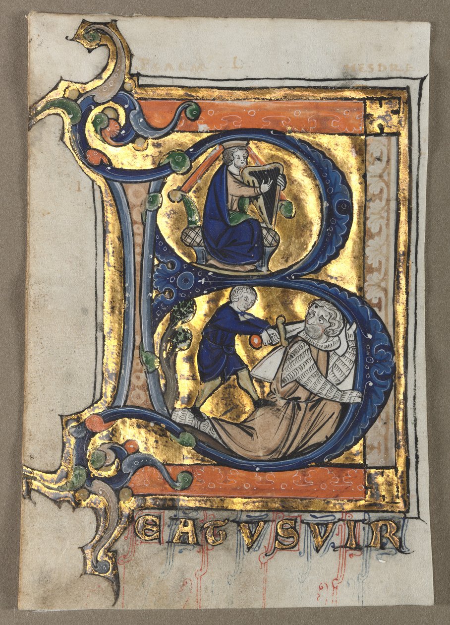 Blätter aus einem Psalter sieben, ca. 1260 von Unbekannt