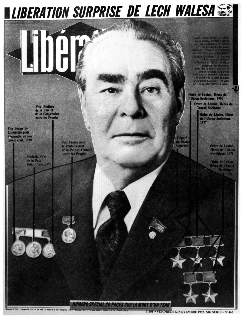 Leonid Breschnew, sowjetischer Führer, Titelblatt der Liberation, 1982 von Unbekannt