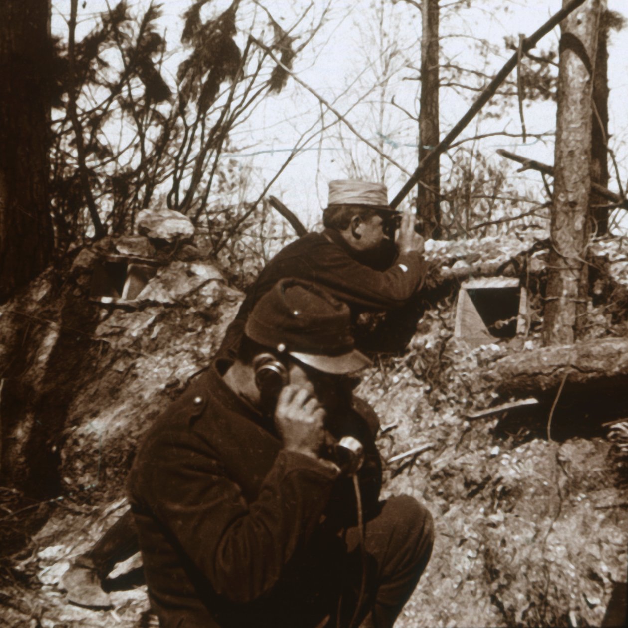 Aussichtsposten, Bois-le-Prêtre, Nordfrankreich, ca. 1914-1915 von Unbekannt