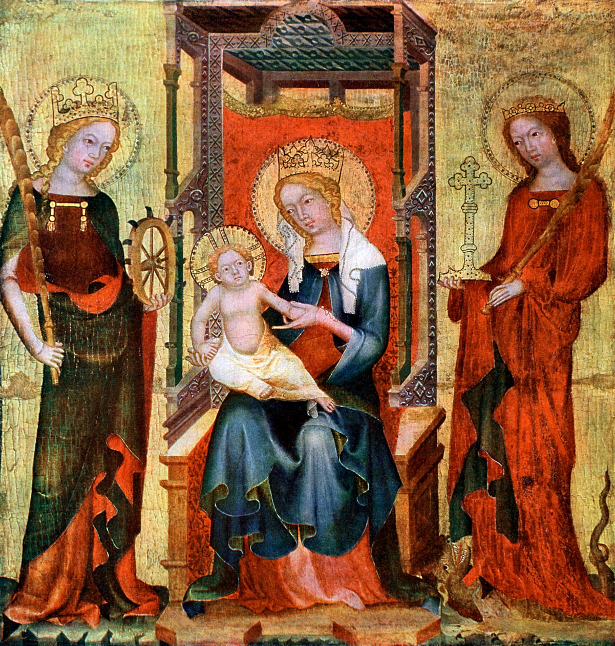 Madonna zwischen St. Katharina und Margareta, um 1360 von Unbekannt