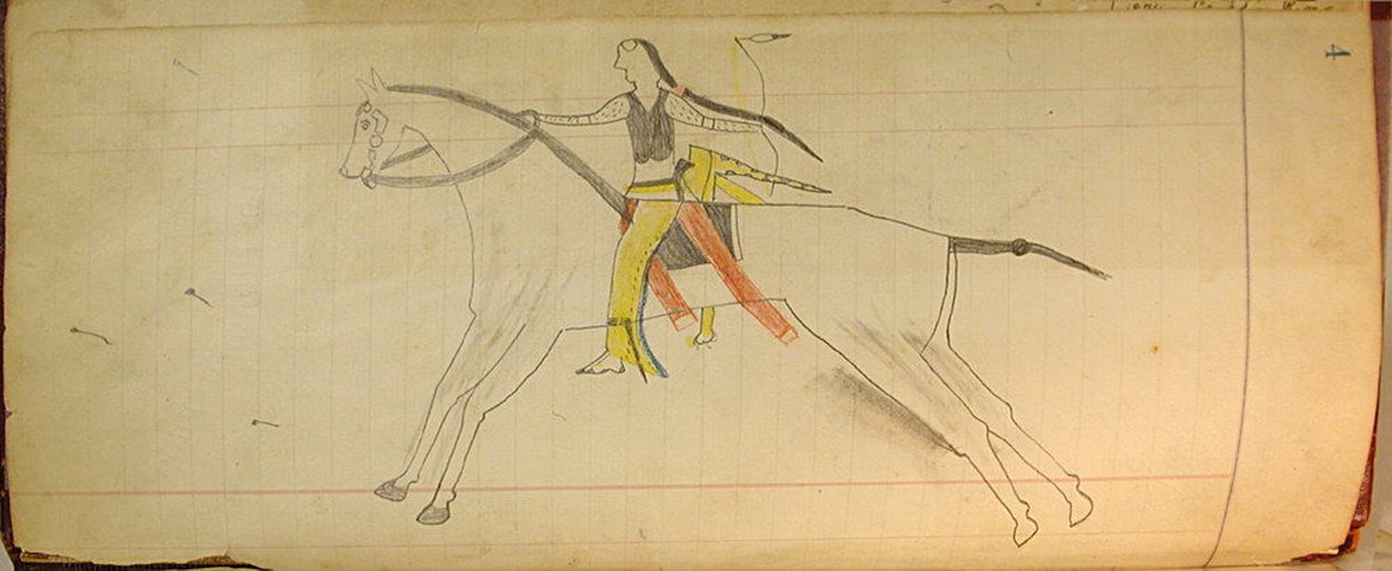 Maffet Ledger: Berittener Indianer, ca. 1874-81 von Unbekannt