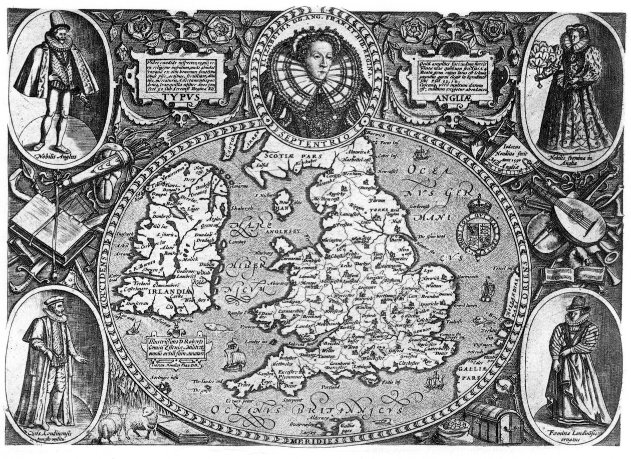 Karte von England, 16. Jahrhundert von Unbekannt