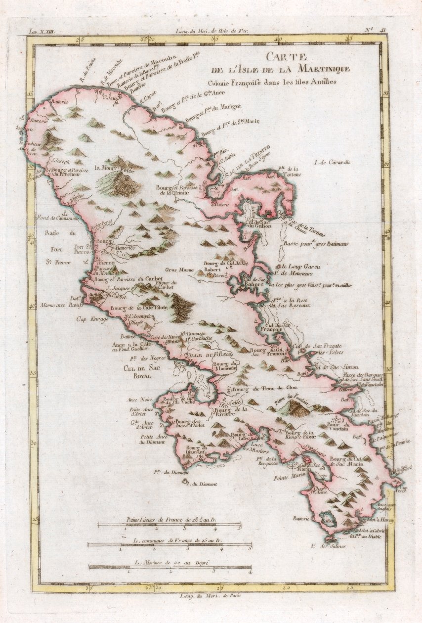 Karte der Karibikinsel Martinique, um 1783 von Unbekannt