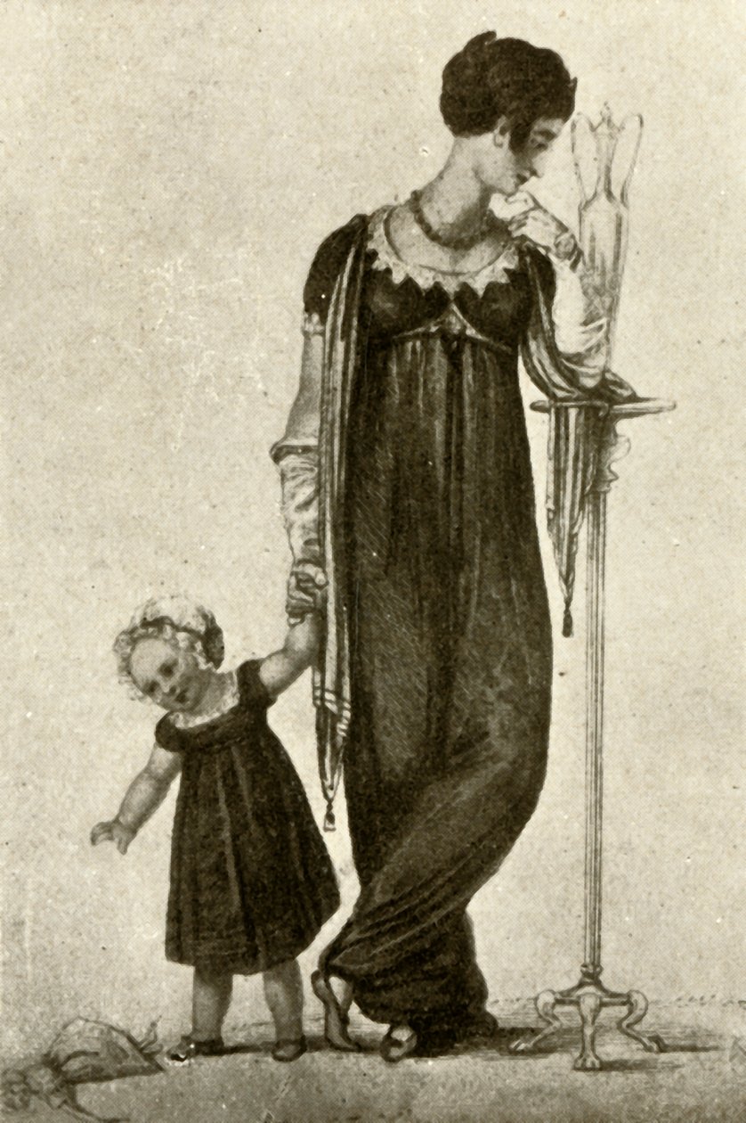Trauerkleidung von Mutter und Kind, 1809 von Unbekannt