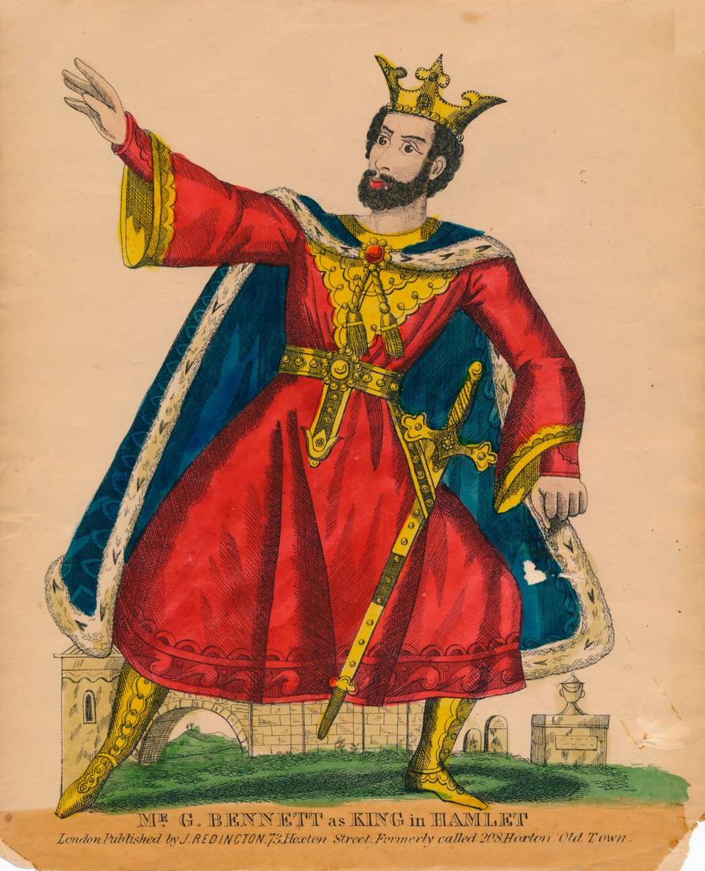 Mr. G. Bennett als König in Hamlet, um 1849 von Unbekannt