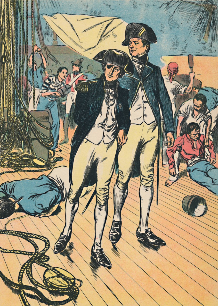 Nelson auf der Victory bei Trafalgar, ca. 1907 von Unbekannt