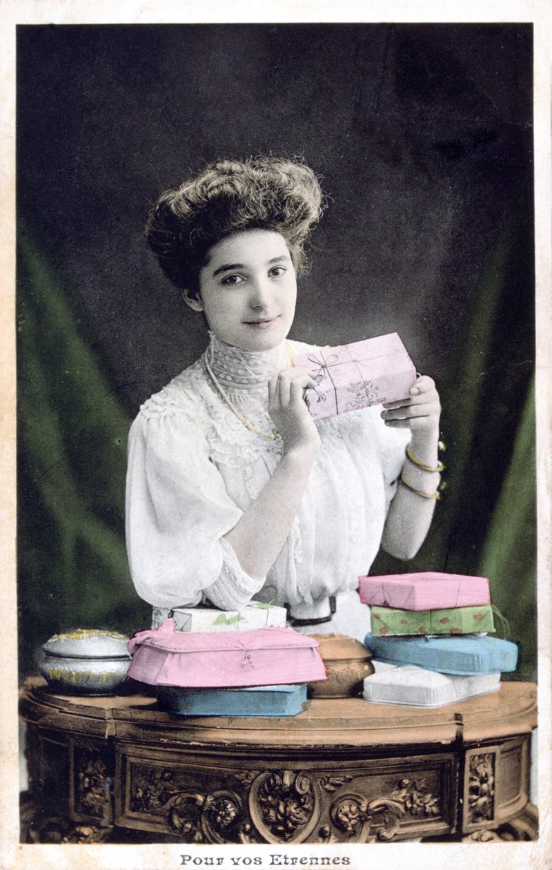 Neujahrsgeschenk, französische Postkarte, ca. 1900 von Unbekannt