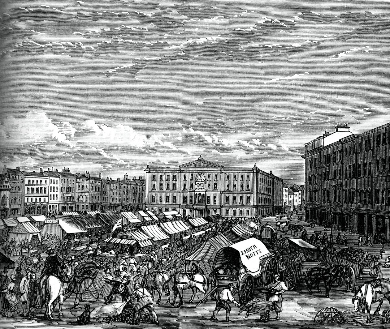 Marktplatz von Nottingham, ca. 1880 von Unbekannt