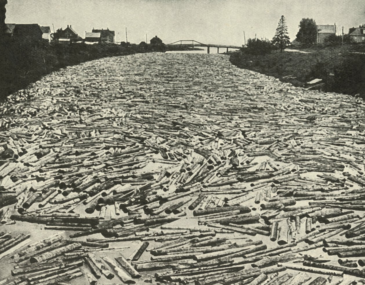 Auf dem Weg zu den Sägewerken, ca. 1948 von Unbekannt