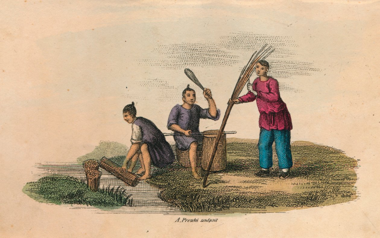 Papierherstellung in China, 105 n. Chr., ca. 1850 von Unbekannt