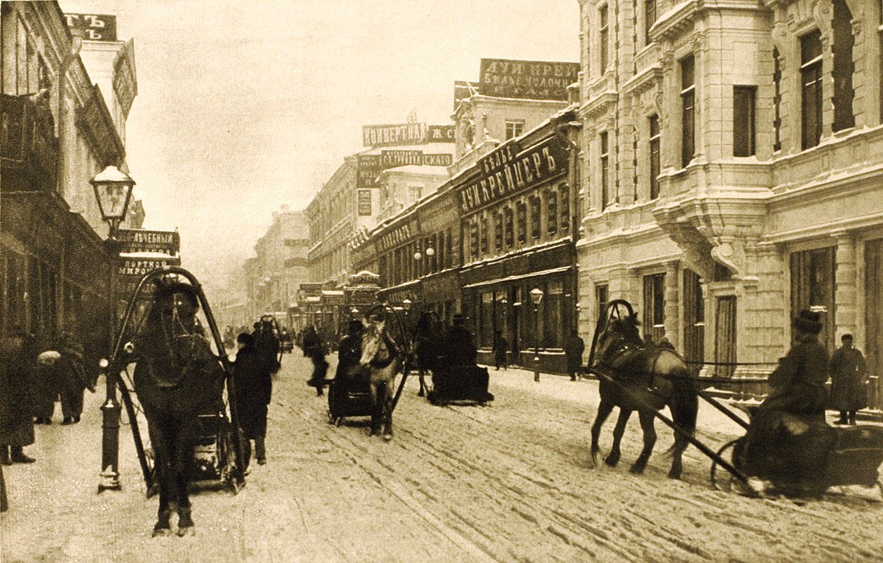 Petrovka-Straße im Winter, Moskau, Russland, 1912 von Unbekannt