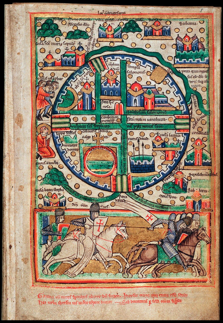Plan von Jerusalem. Psalterfragment, ca. 1200 von Unbekannt