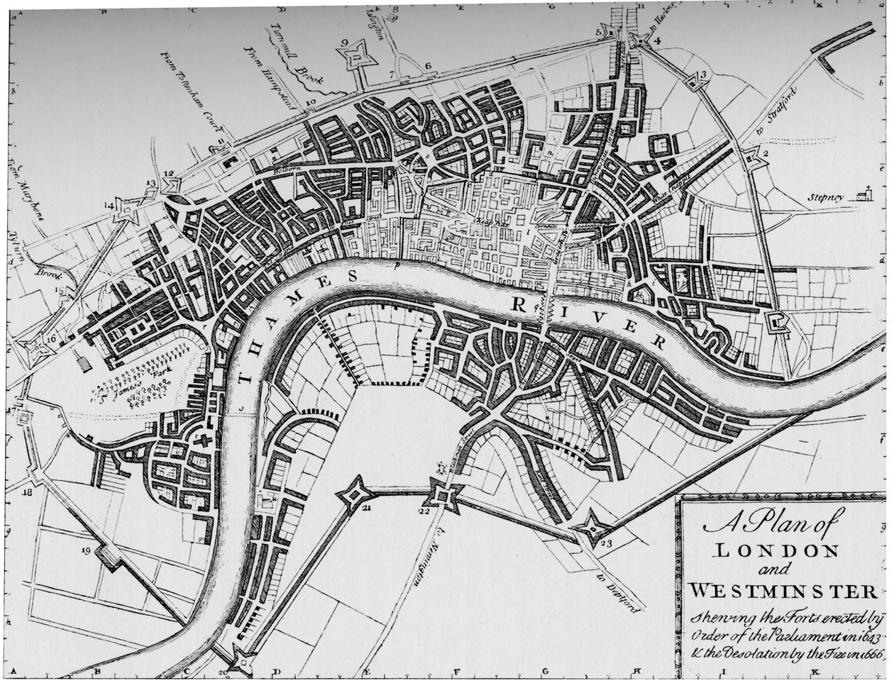 Plan von London und Westminster, 1749 von Unbekannt