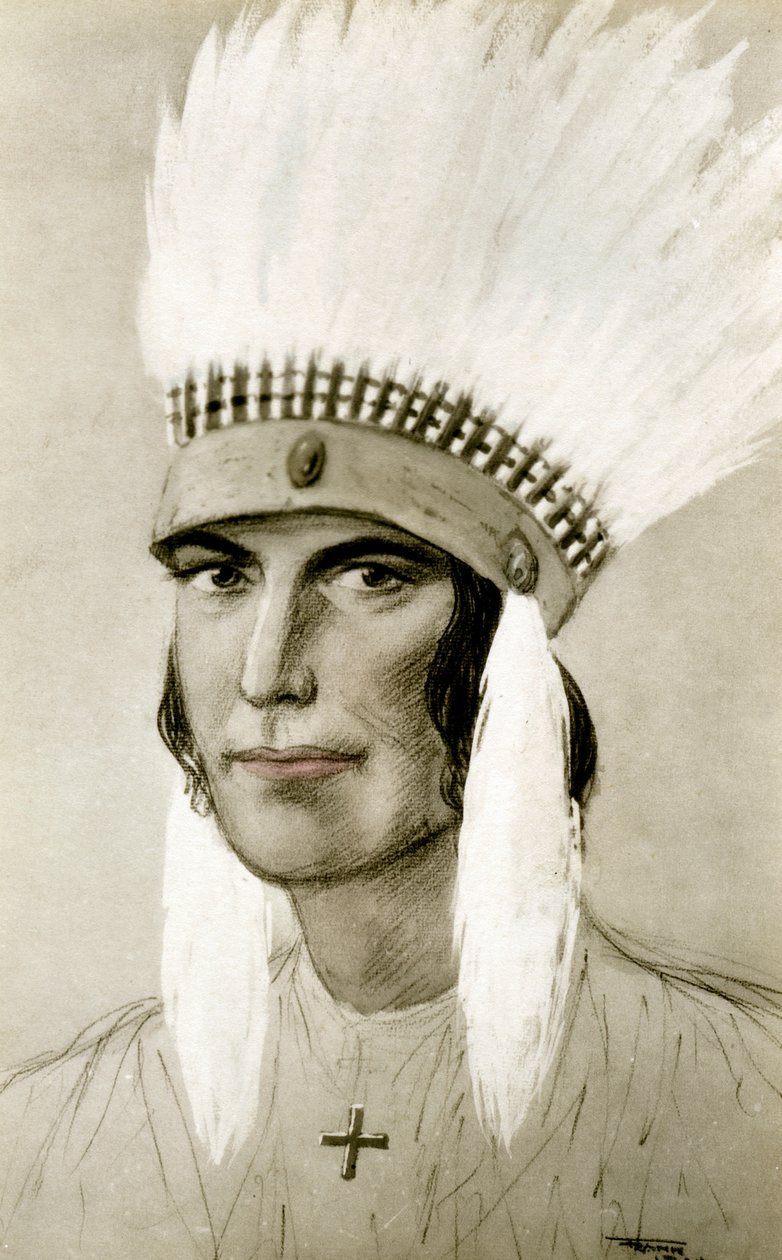 Porträt eines amerikanischen Indianers, 20. Jahrhundert von Unbekannt