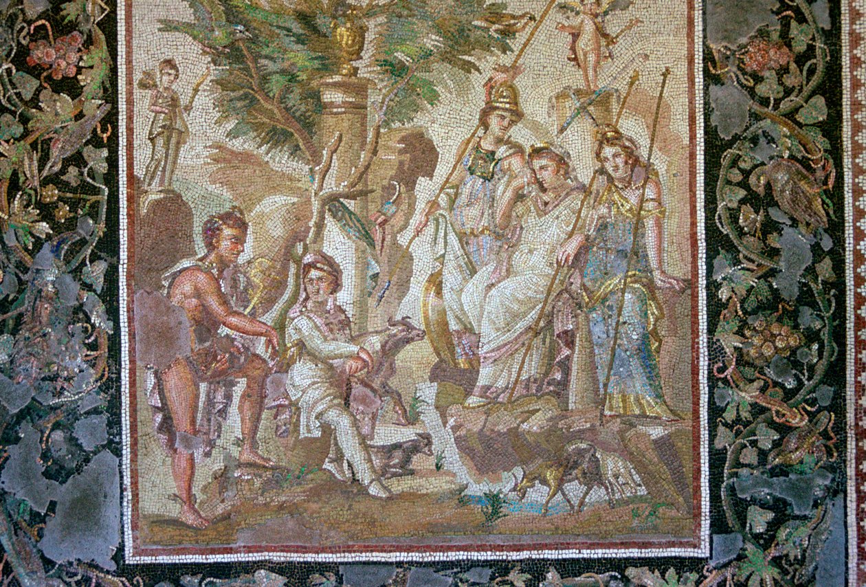 Römisches Mosaik des Urteils des Paris von Unbekannt