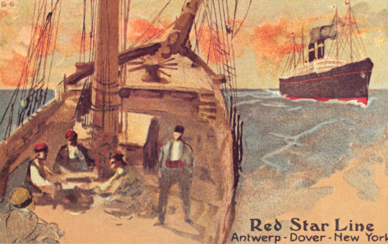 Segelschiff und Red Star Ozeandampfer, um 1900 von Unbekannt