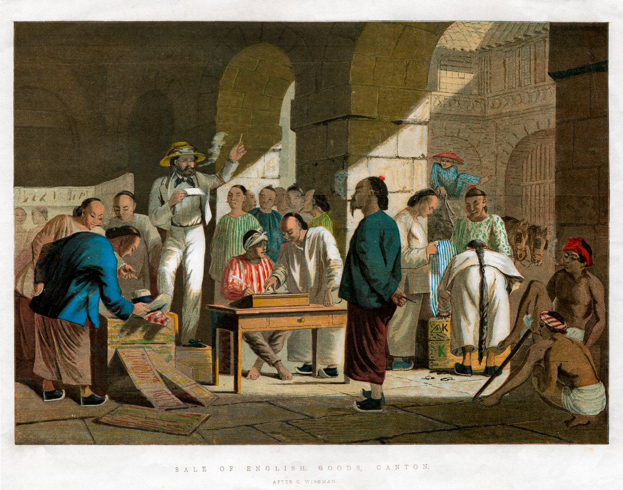 Verkauf englischer Waren, Kanton, 1858 von Unbekannt