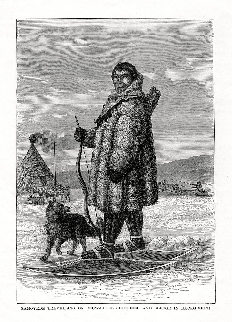 Samojede auf Schneeschuhen unterwegs, Russland, 1877 von Unbekannt