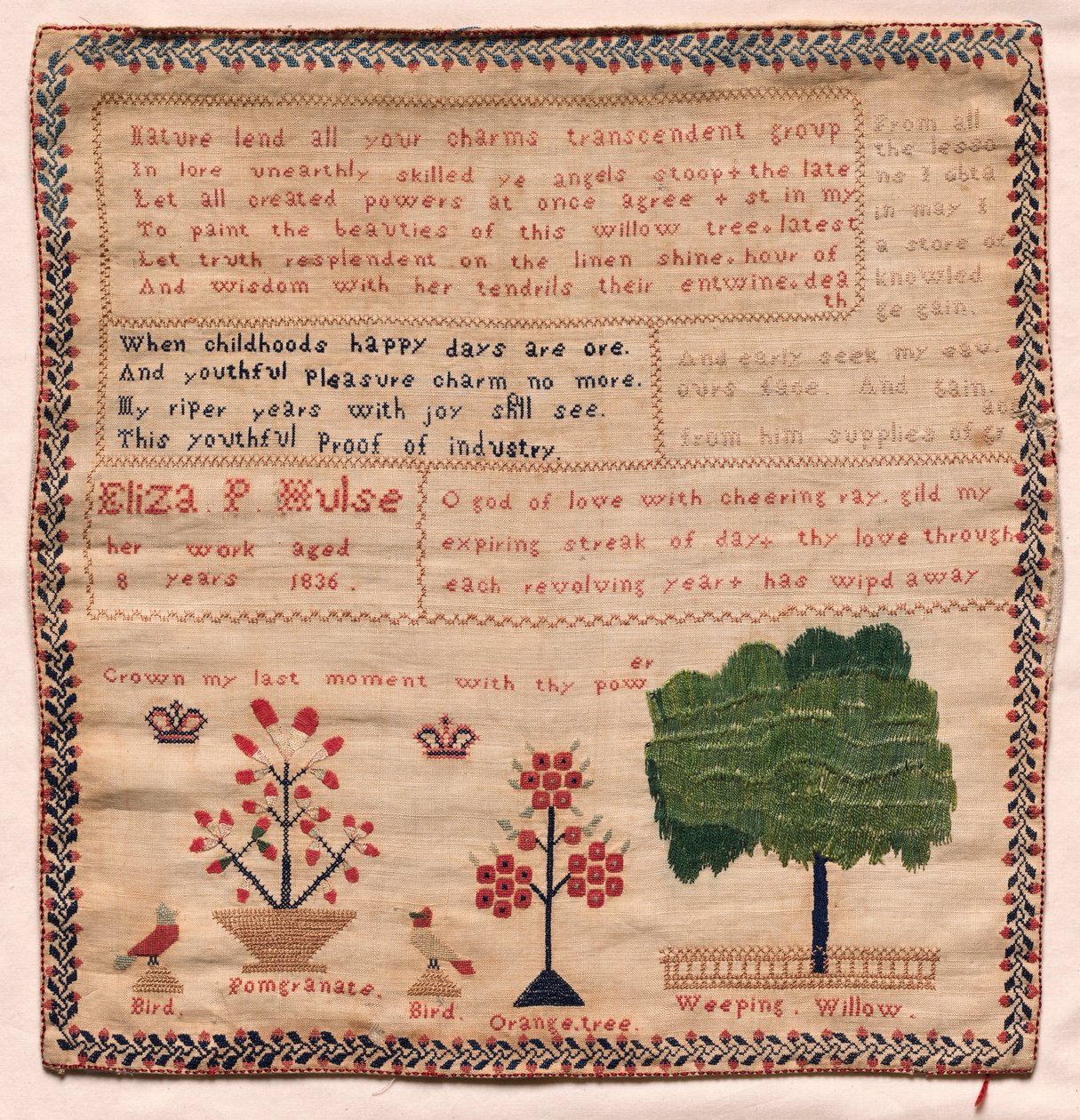 Stickmustertuch, 1810 von Unbekannt