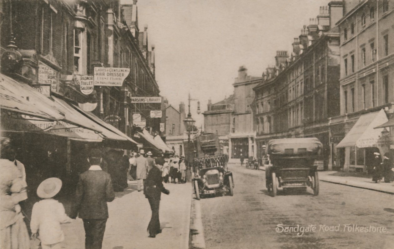 Sandgate Road, Folkestone, spätes 19. - frühes 20. Jahrhundert von Unbekannt