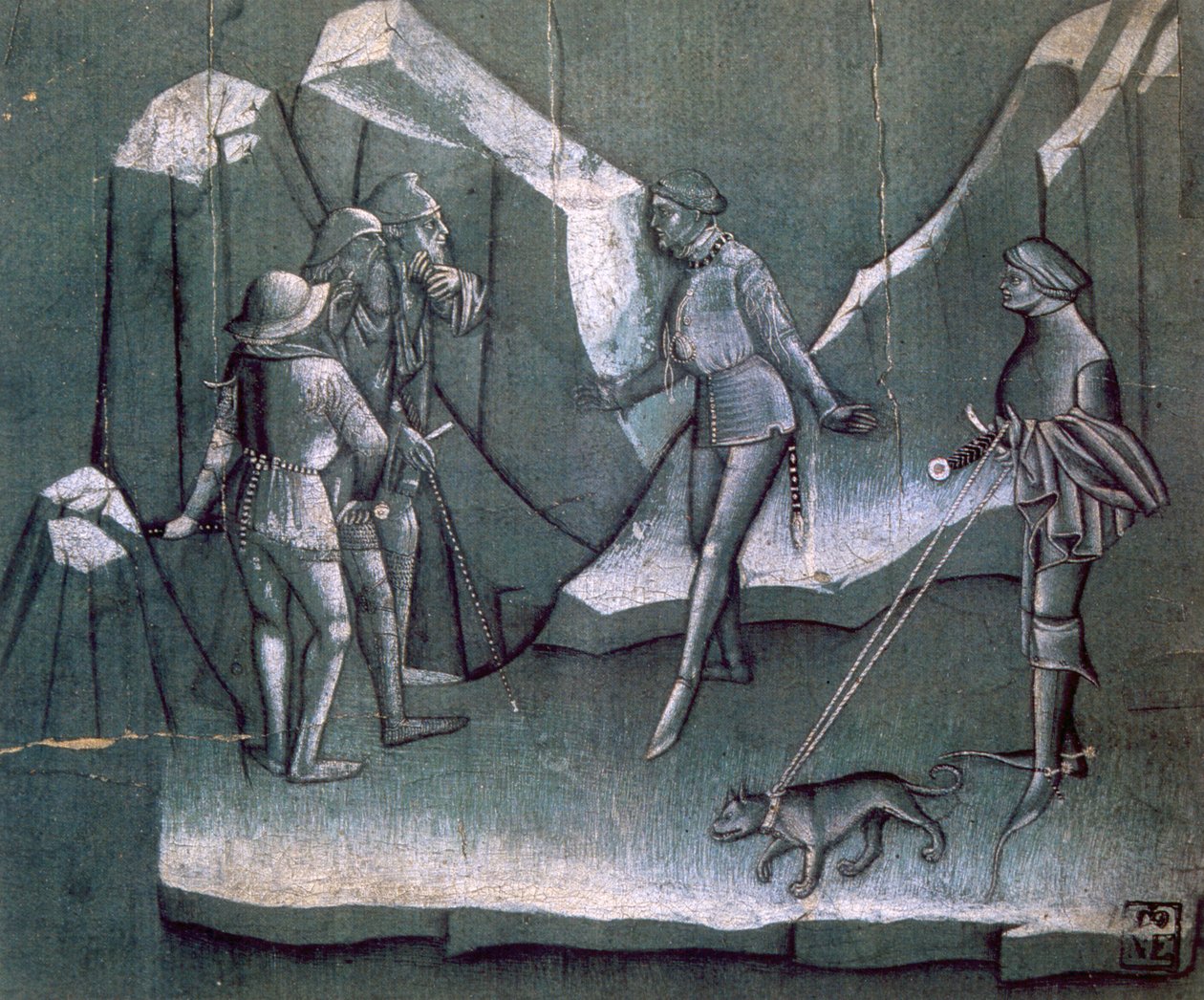Szene aus einer Rittergeschichte, ca. 1400 von Unbekannt
