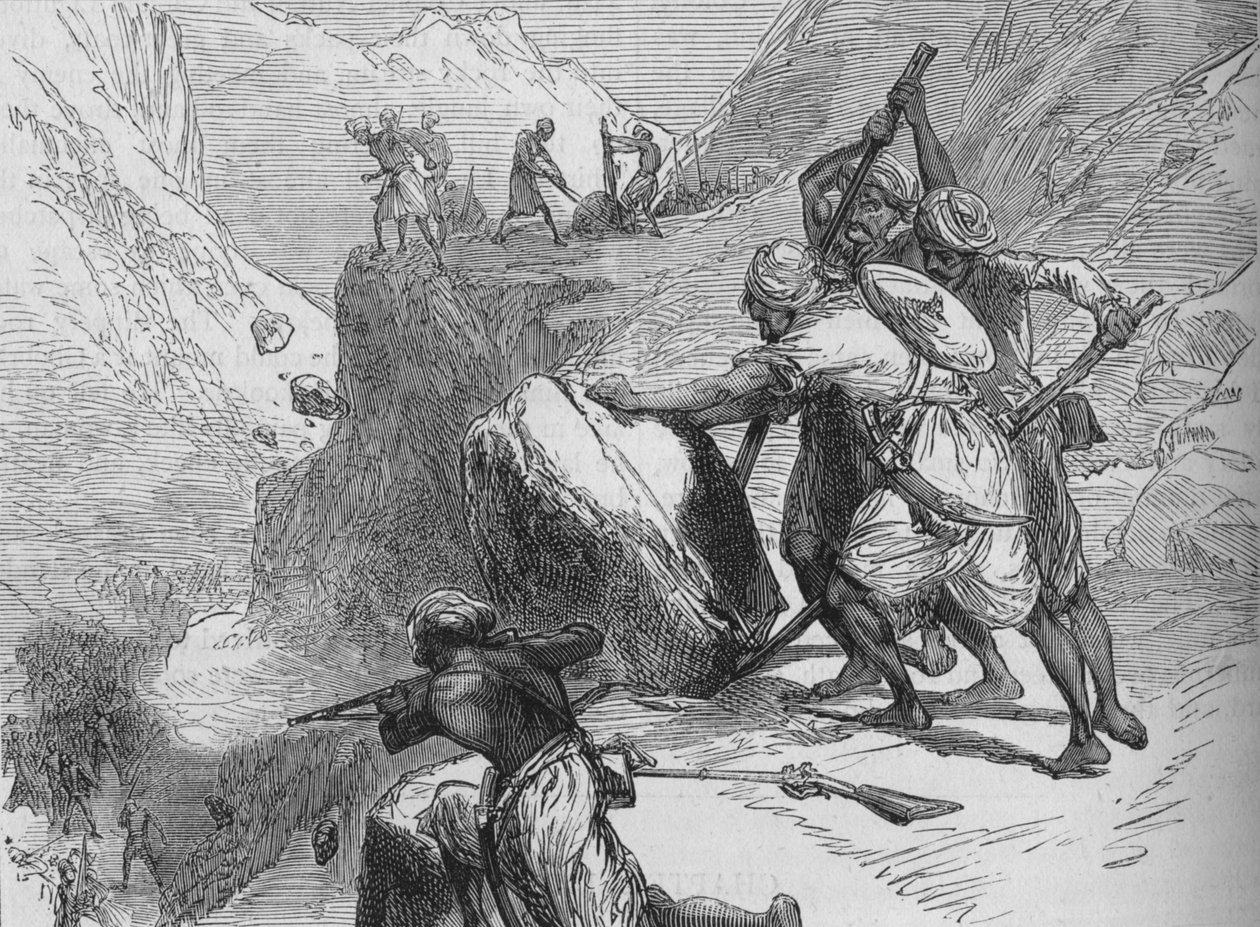Scharmützel in einem Gebirgspass, um 1880 von Unbekannt