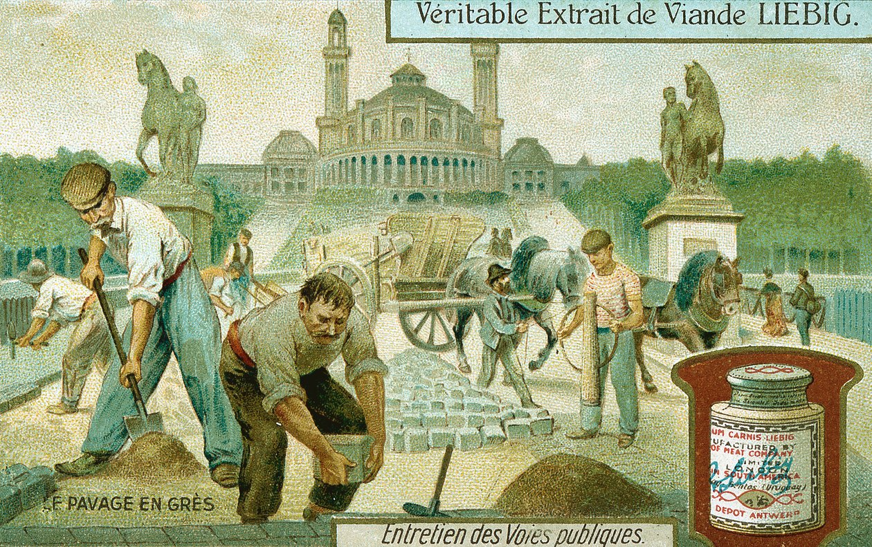 Straßenbelag mit Granitsteinen, Paris von Unbekannt