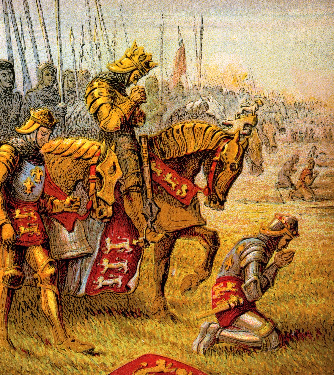 Die Schlacht von Azincourt, 1415, um 1850 von Unbekannt