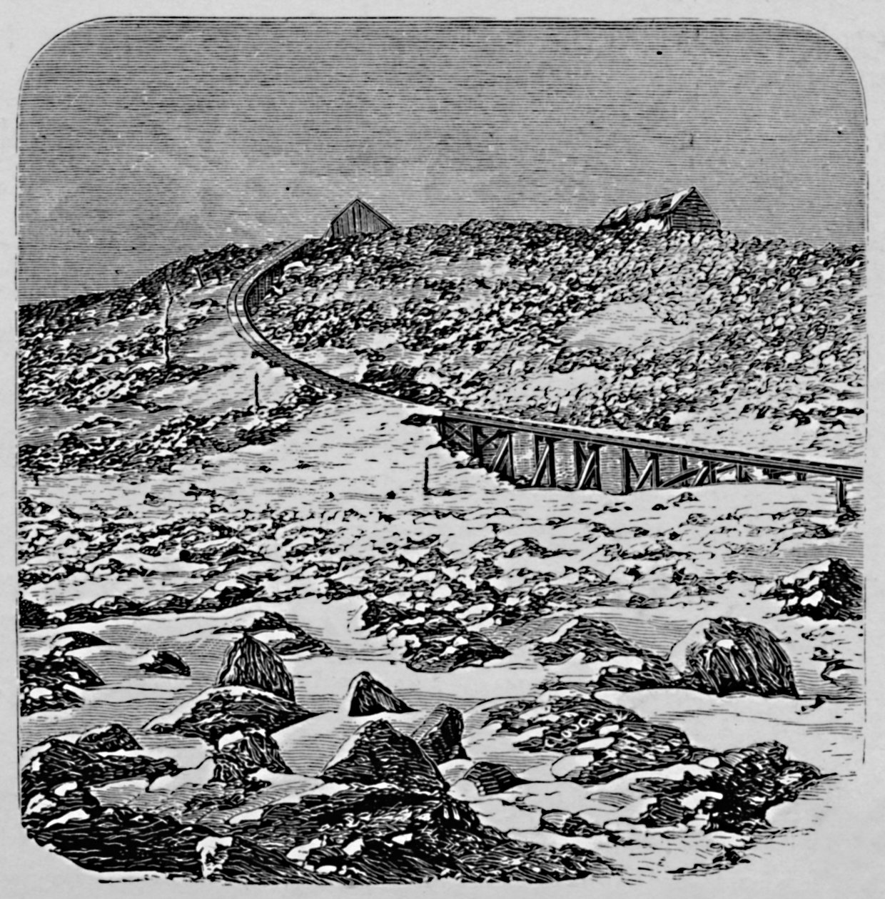 Das Depot und das Gipfelhaus, Mount Washington, 1883 von Unbekannt