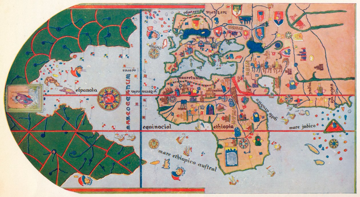 Die erste Karte, die Amerika zeigt, 1500, 1912 von Unbekannt
