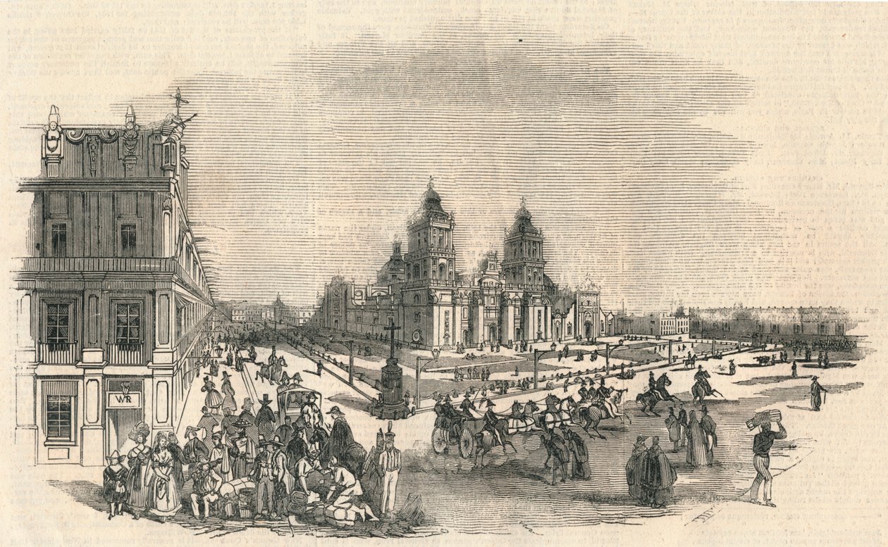 Der Große Platz, Mexiko, 1845 von Unbekannt