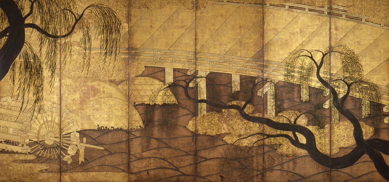 Die Flussbrücke in Uji, 1568-1615 von Unbekannt