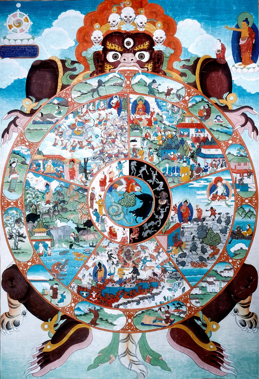 Das Rad des Lebens, Tibet, 19.-20. Jahrhundert von Unbekannt