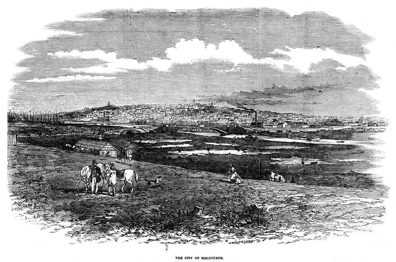 Die Stadt Melbourne, Australien, 1855 von Unbekannt