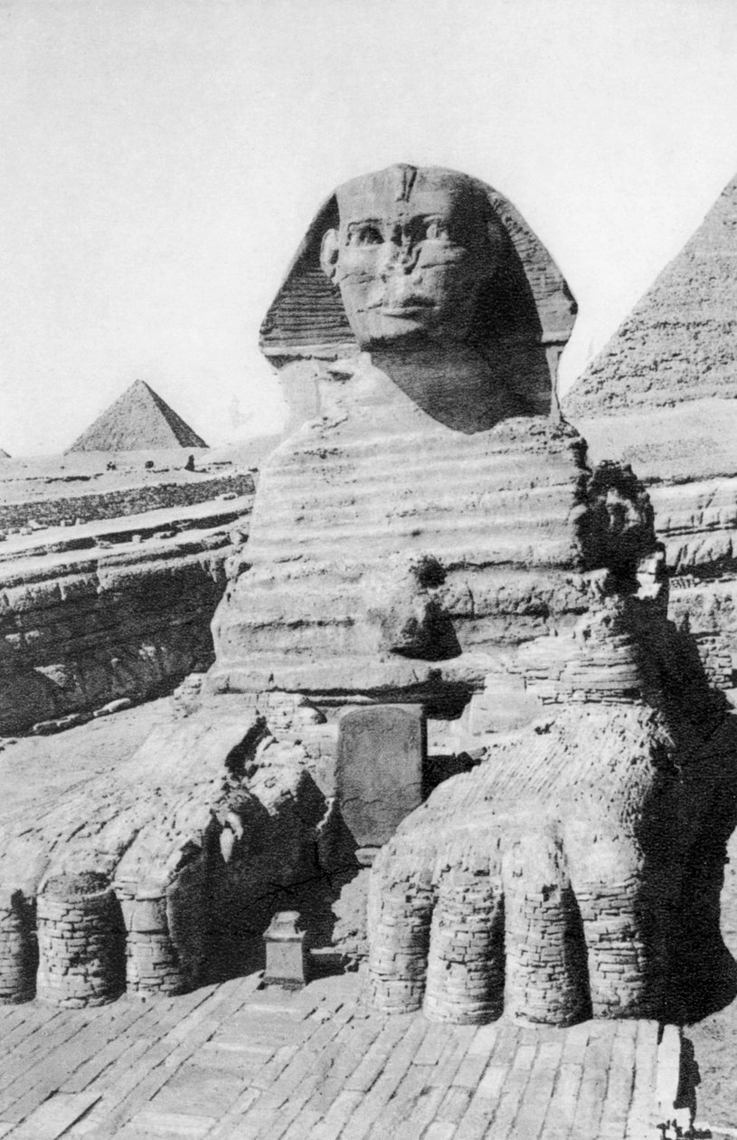 Der ausgegrabene Sphinx, Kairo, Ägypten, ca. 1920er von Unbekannt