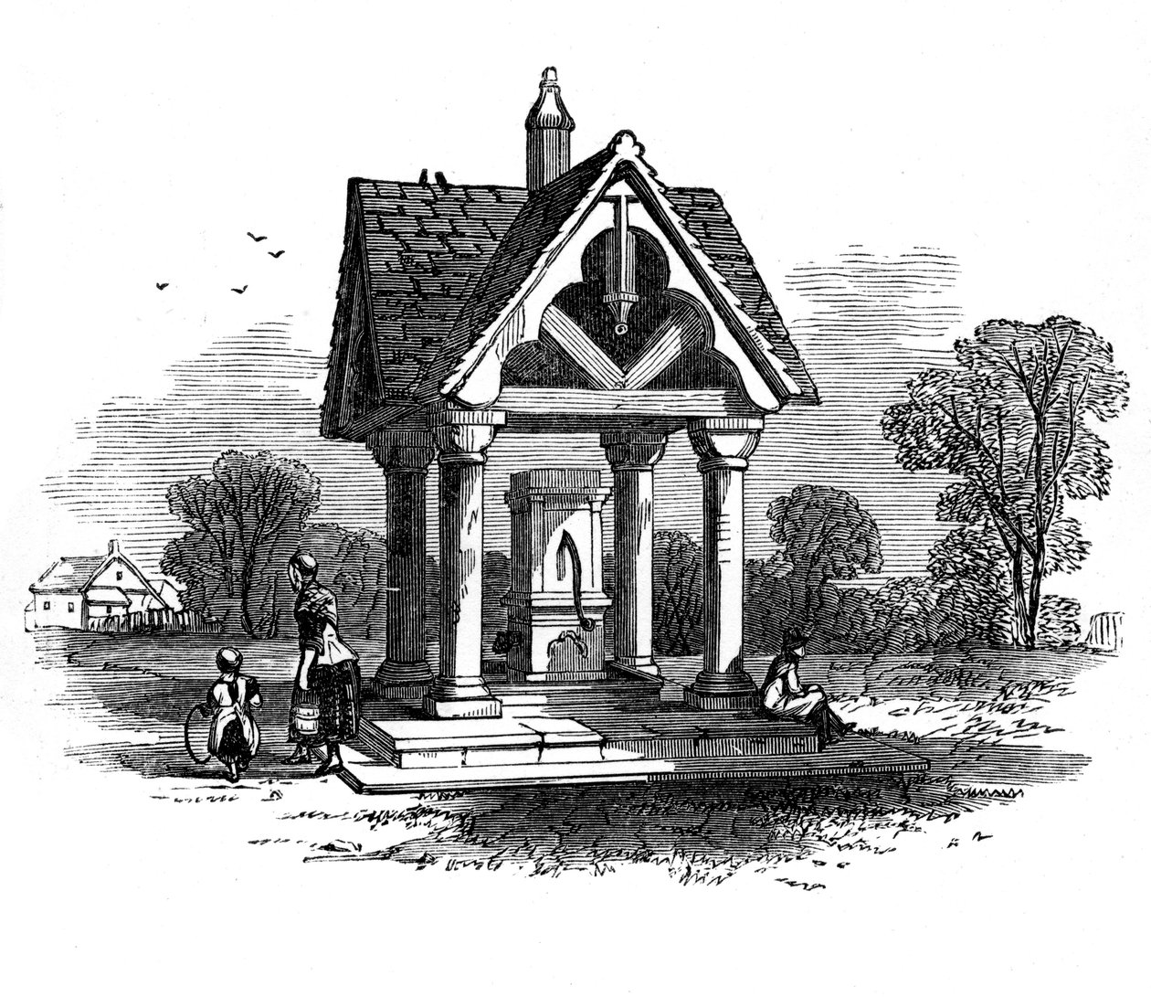 Der Brunnen auf Ockley Green, Surrey, 19. Jahrhundert von Unbekannt