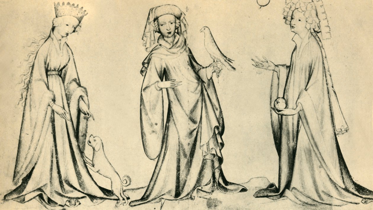 Drei junge Frauen, um 1400, 1943 von Unbekannt
