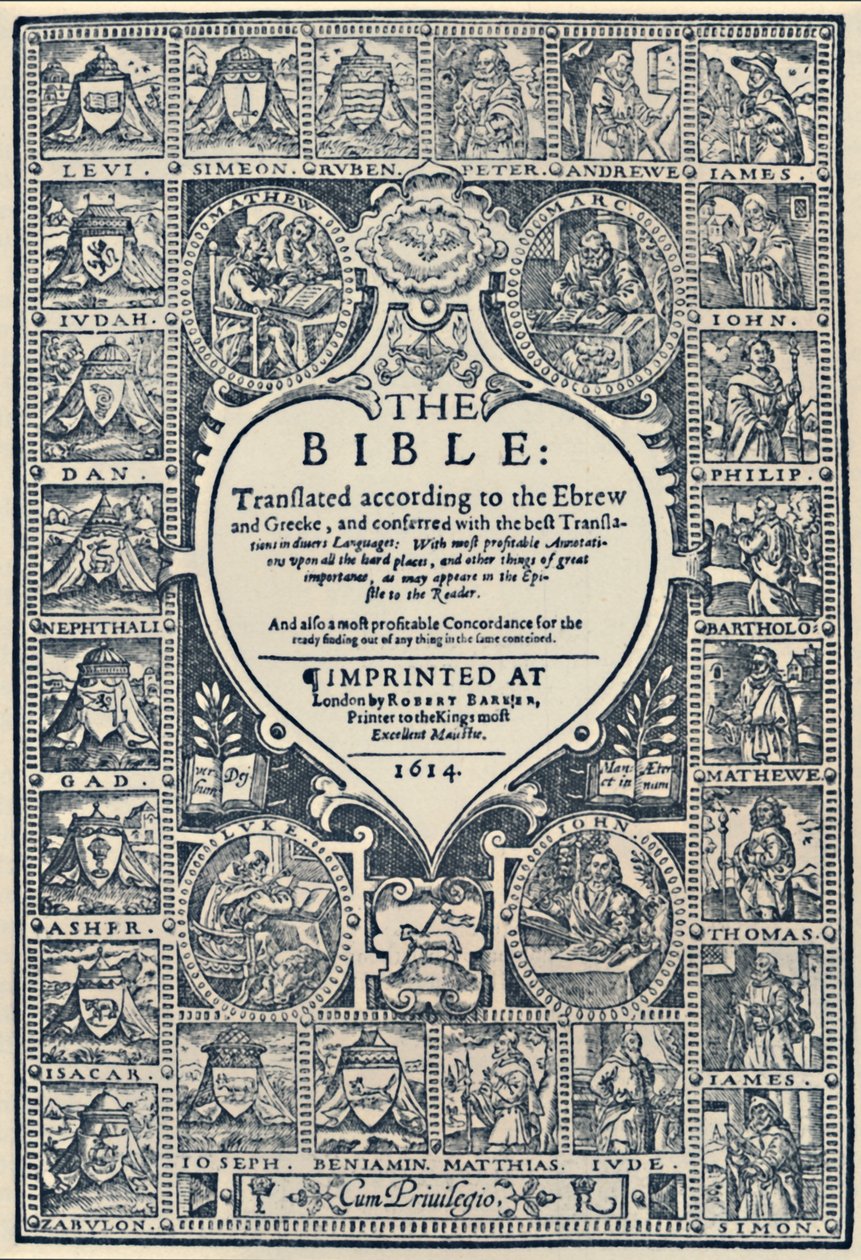Titelseite der Genfer Bibel, 1614, 1947 von Unbekannt