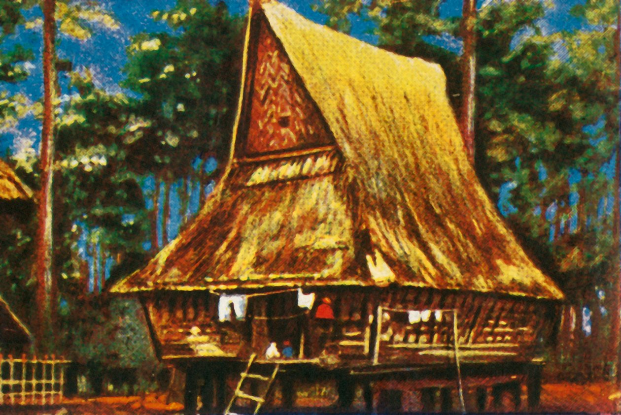 Traditionelles Haus auf Stelzen, Sumatra, ca. 1928 von Unbekannt