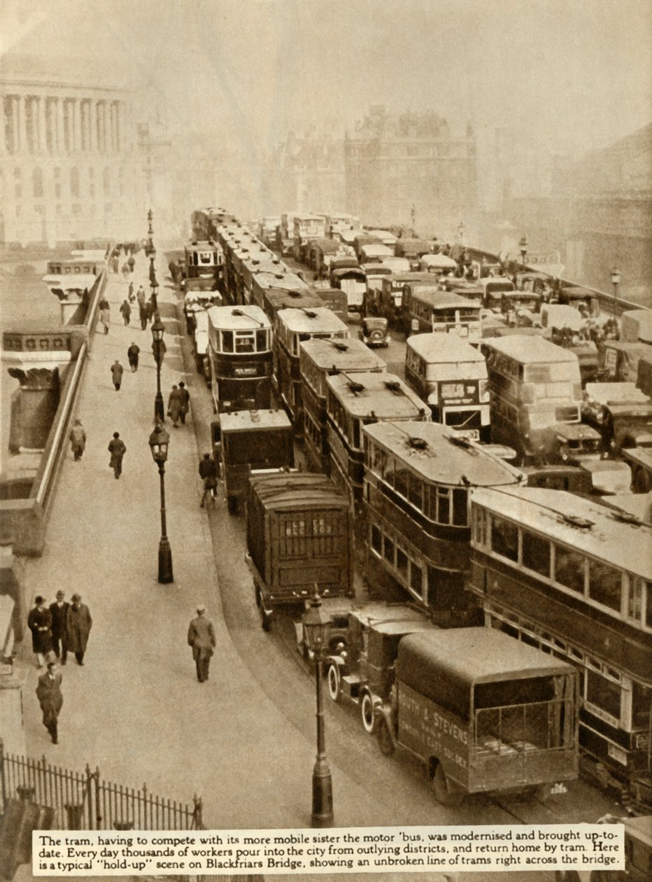 Verkehrsstau auf der Blackfriars Bridge, London von Unbekannt
