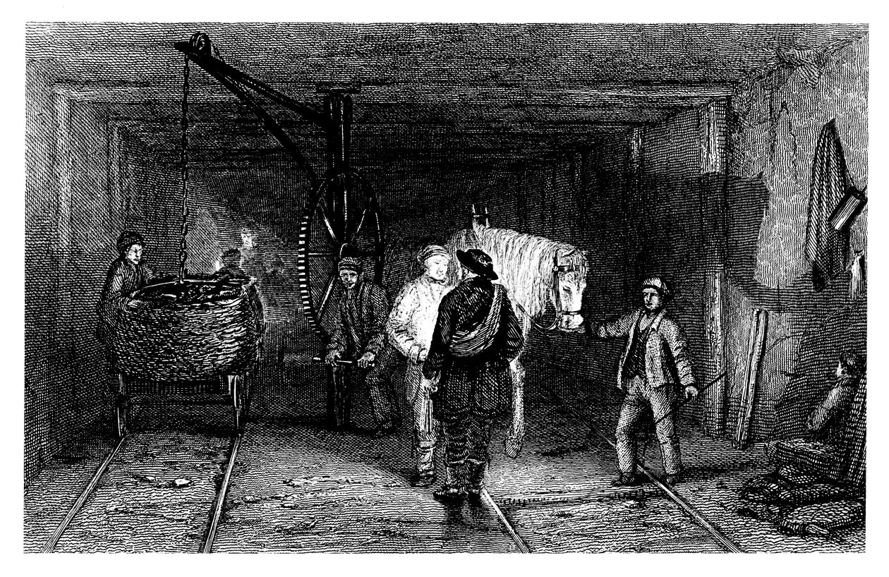 Untergrundszene in einem Kohlebergwerk, 1860 von Unbekannt