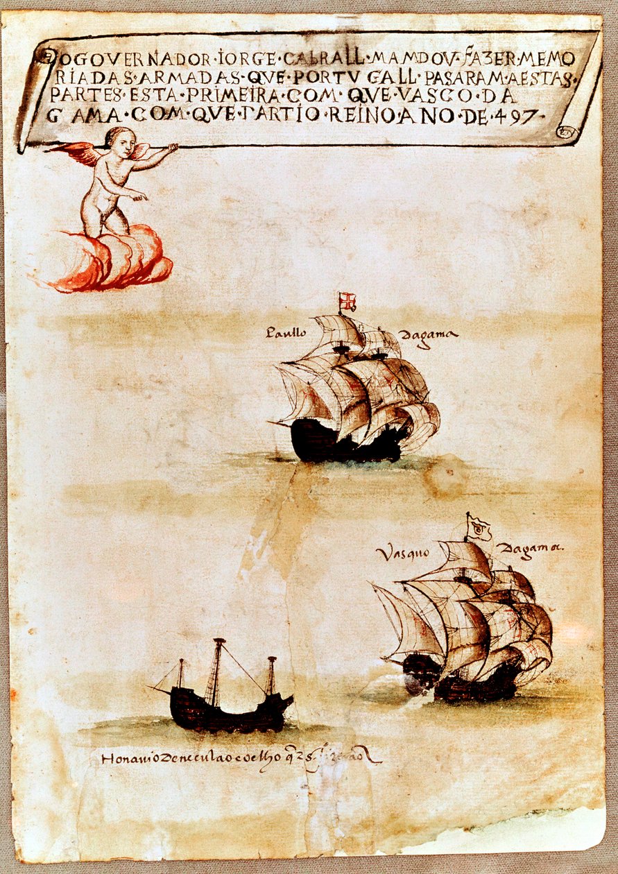 Vasco da Gamas Flotte auf See, 1497 von Unbekannt